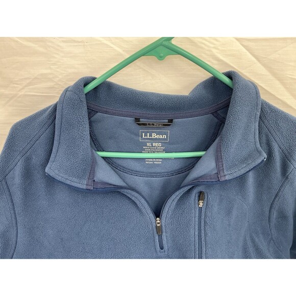 LL Bean Trail Fleece Sweater Mens XL Blue Long Sleeve 1/4 Zip Pullover - Picture 4 of 6